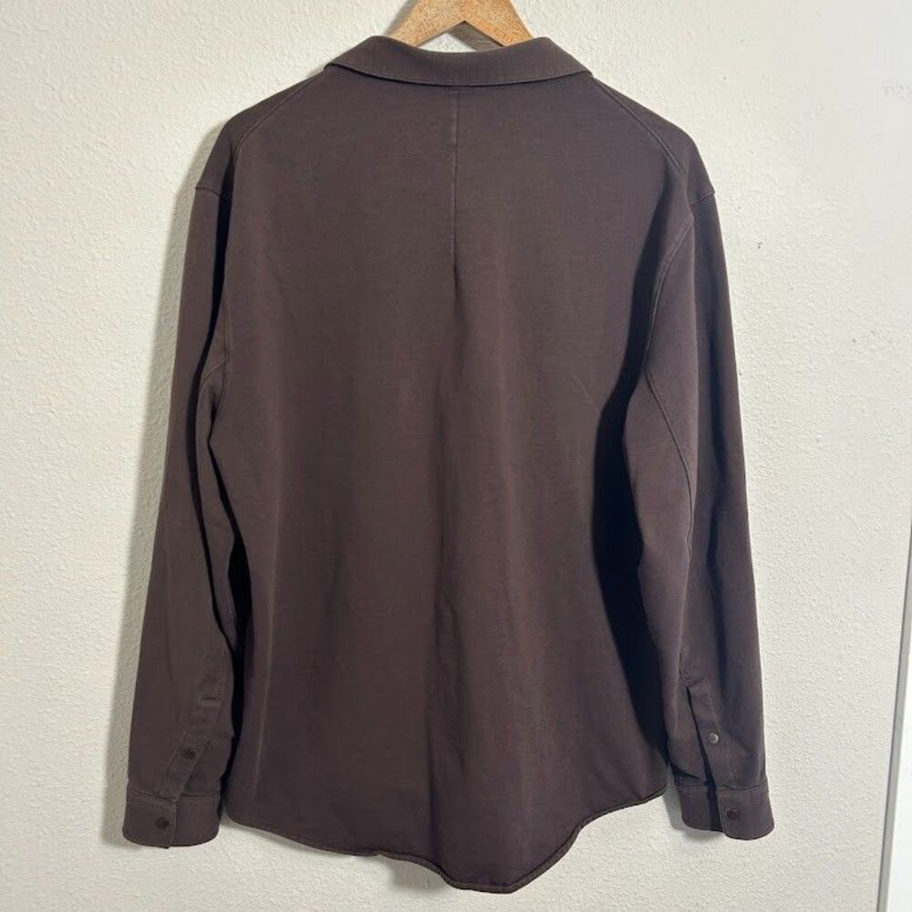Lululemon Soft Knit Overshirt Mens XL Brown Snap Front Long Sleeve Dual Pockets - Picture 3 of 6